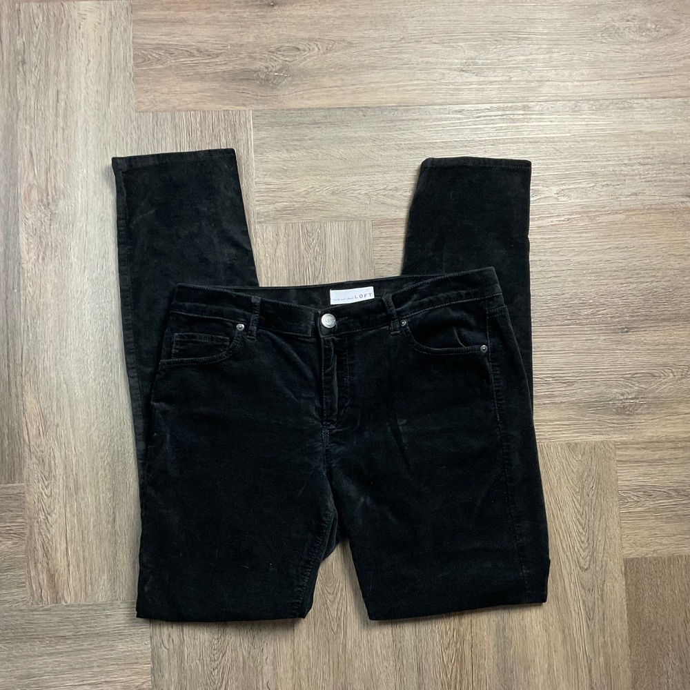 LOFT Modern Skinny Corduroy Mid Rise Stretch Pants Womens 8 29 Black